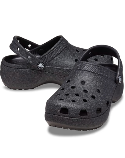 Crocs - Classic Platform Glitter Clog - Black